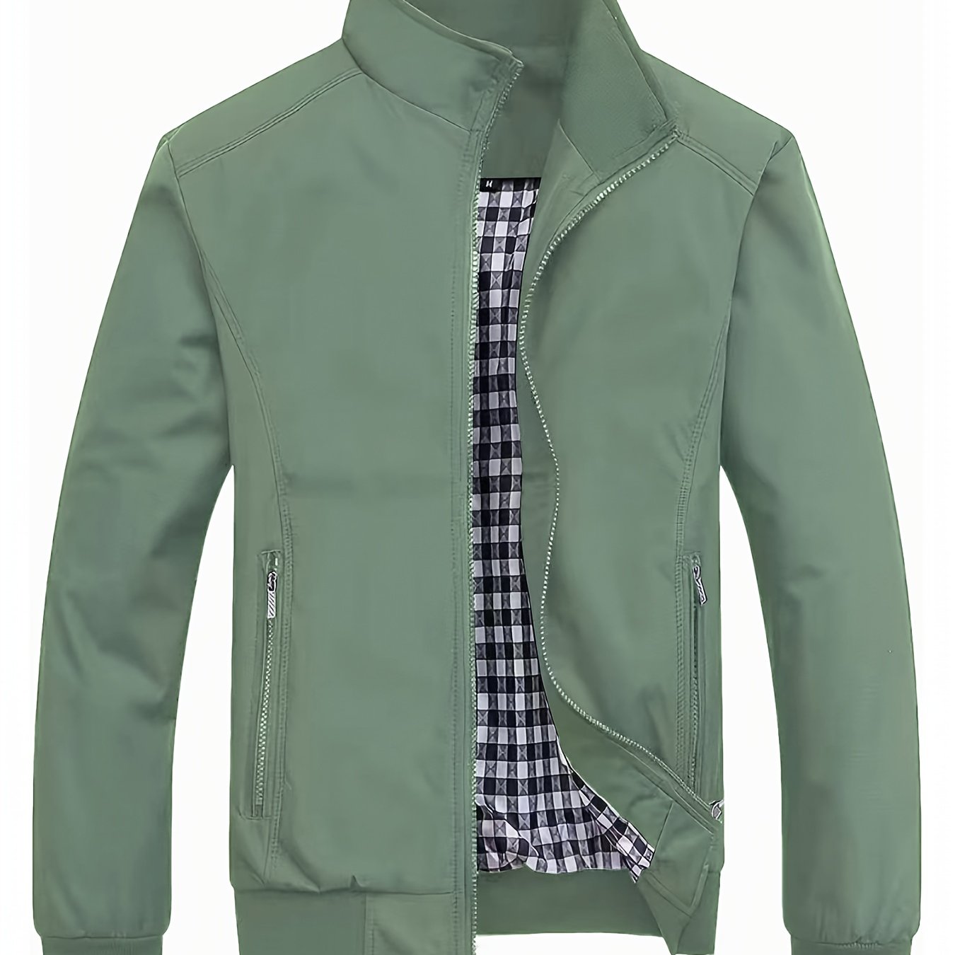 Veste ¨¤ col montant pour homme, veste d¨¦contract¨¦e ¨¤ fermeture ¨¦clair pour printemps et automne
