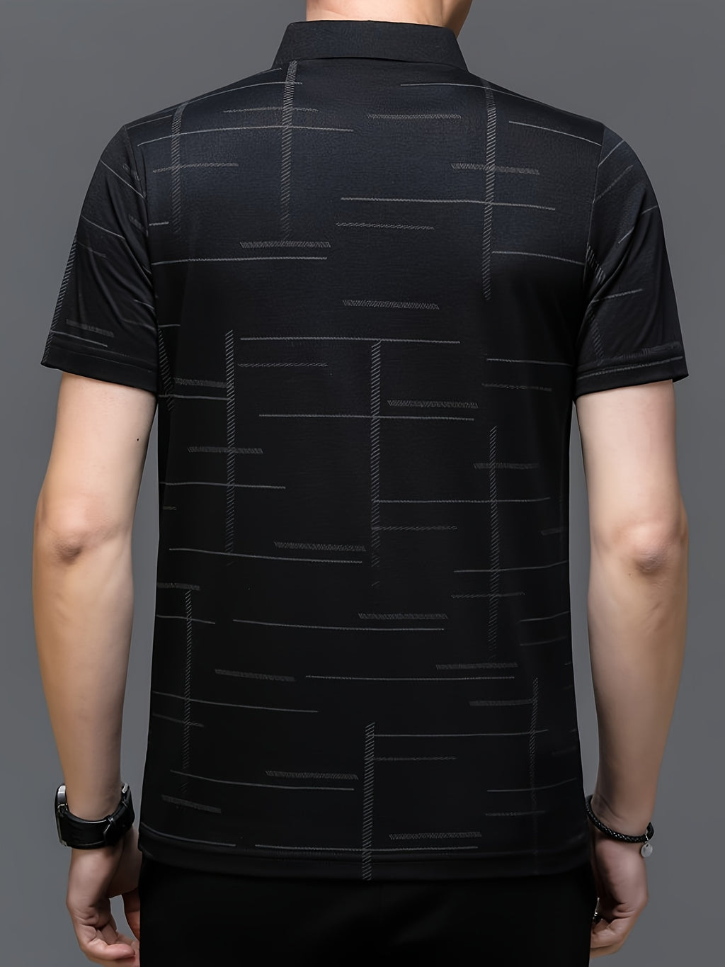 Men'S Summer Golf Shirt - Black Short Sleeve Polo with \