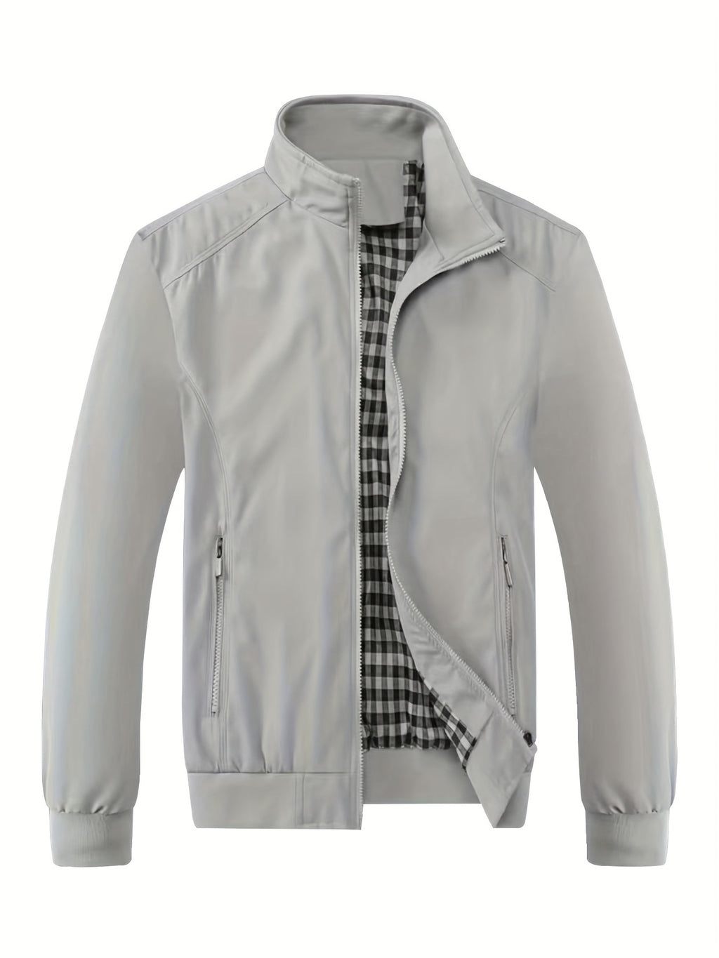 Veste ¨¤ col montant pour homme, veste d¨¦contract¨¦e ¨¤ fermeture ¨¦clair pour printemps et automne