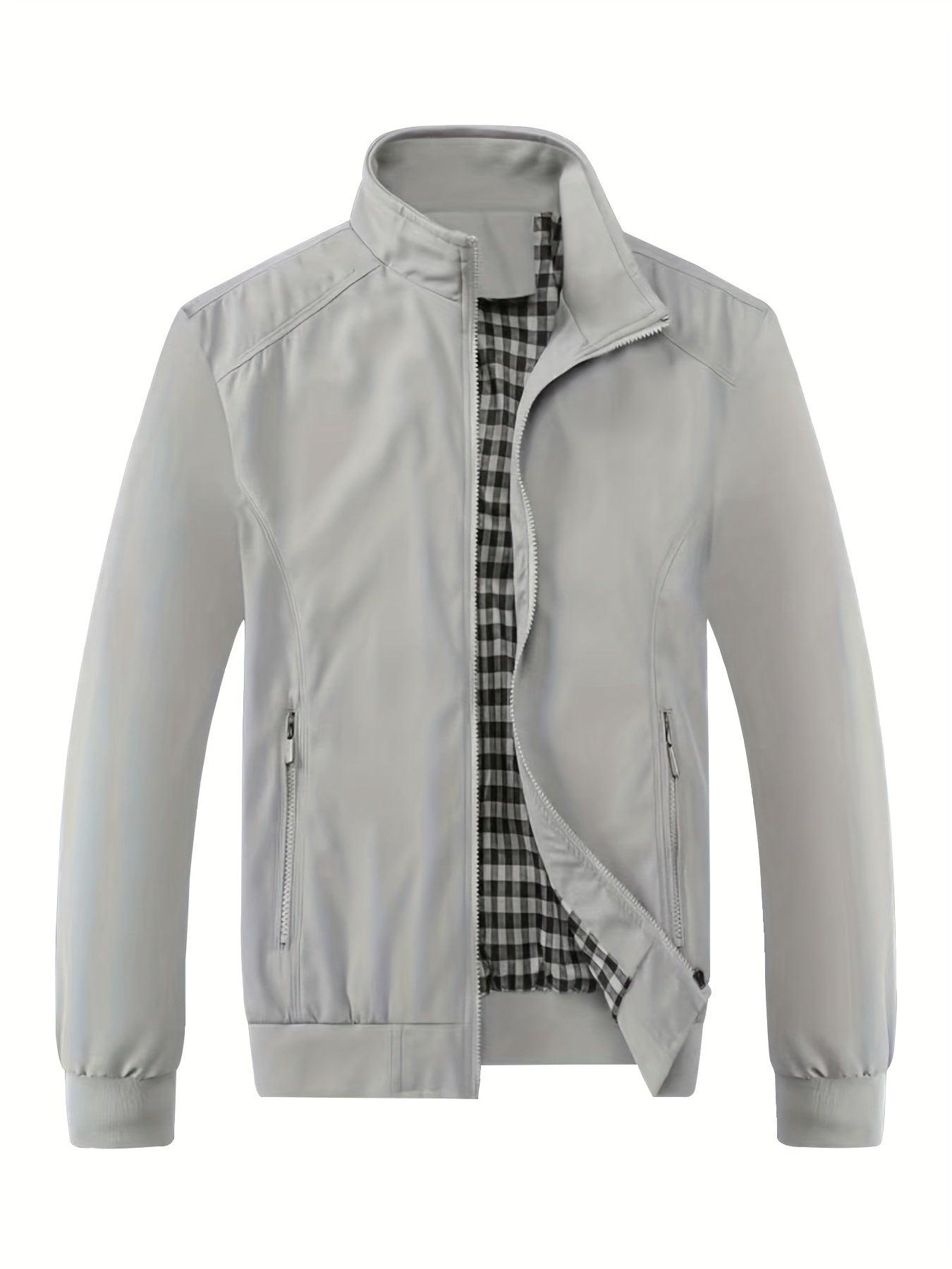 Veste ¨¤ col montant pour homme, veste d¨¦contract¨¦e ¨¤ fermeture ¨¦clair pour printemps et automne