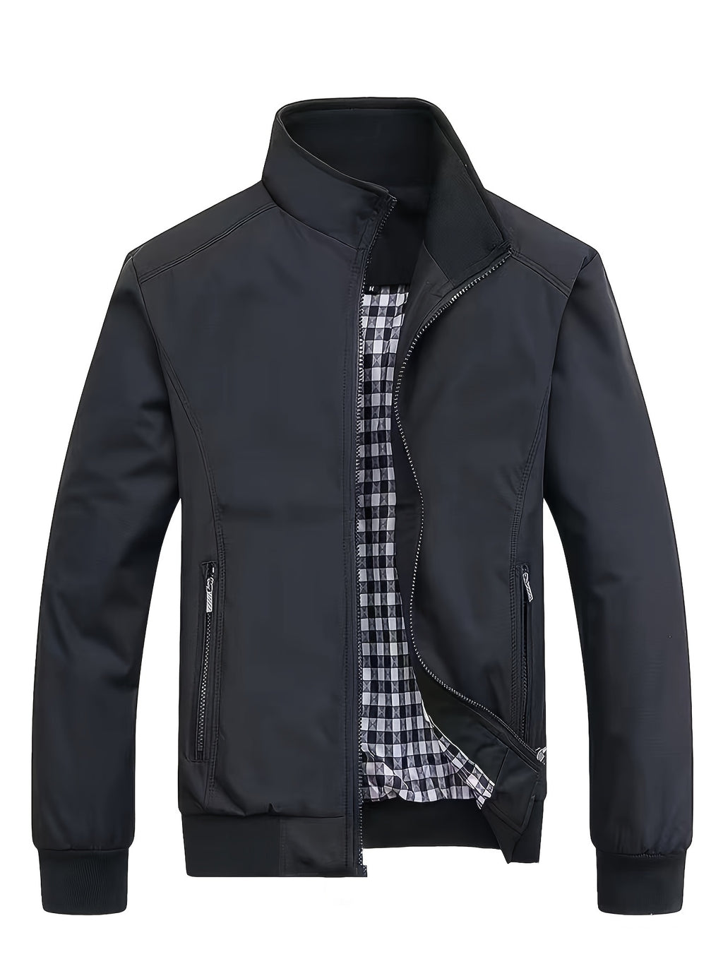 Veste ¨¤ col montant pour homme, veste d¨¦contract¨¦e ¨¤ fermeture ¨¦clair pour printemps et automne