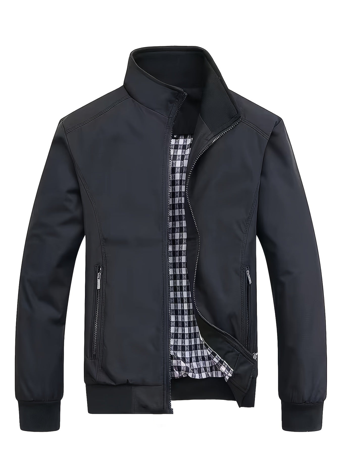 Veste ¨¤ col montant pour homme, veste d¨¦contract¨¦e ¨¤ fermeture ¨¦clair pour printemps et automne