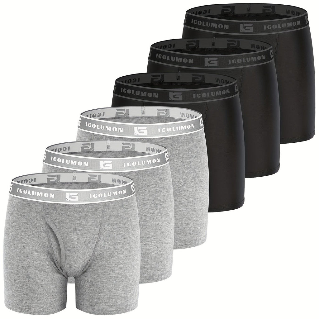 IGOLUMON Sous-v¨ºtements pour hommes Boxer Briefs Doux et confortables en bambou viscose avec braguette, lot de 6