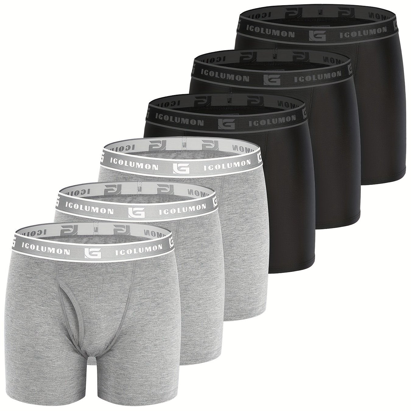 IGOLUMON Sous-v¨ºtements pour hommes Boxer Briefs Doux et confortables en bambou viscose avec braguette, lot de 6