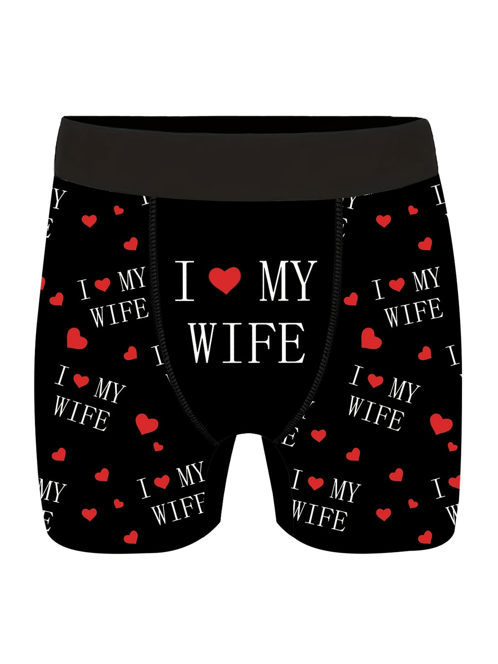 Shorts de nouveaut¨¦ pour hommes avec imprim¨¦s de lettres\u002Fc?urs, boxers longs pour v¨ºtements d¨¦contract¨¦s sportifs.