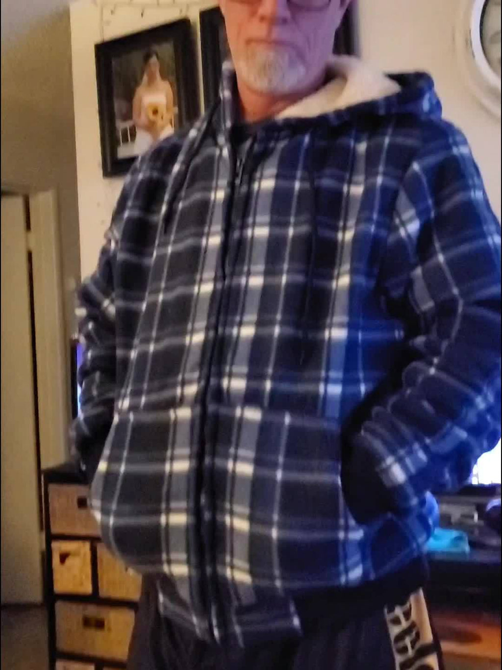 Veste ¨¤ capuche doubl¨¦e en polaire pour homme - Motif ¨¤ carreaux, fermeture ¨¦clair int¨¦grale, manteau d'hiver chaud avec poches, style d¨¦contract¨¦ pour l'automne\u002Fhiver, veste d'hiver