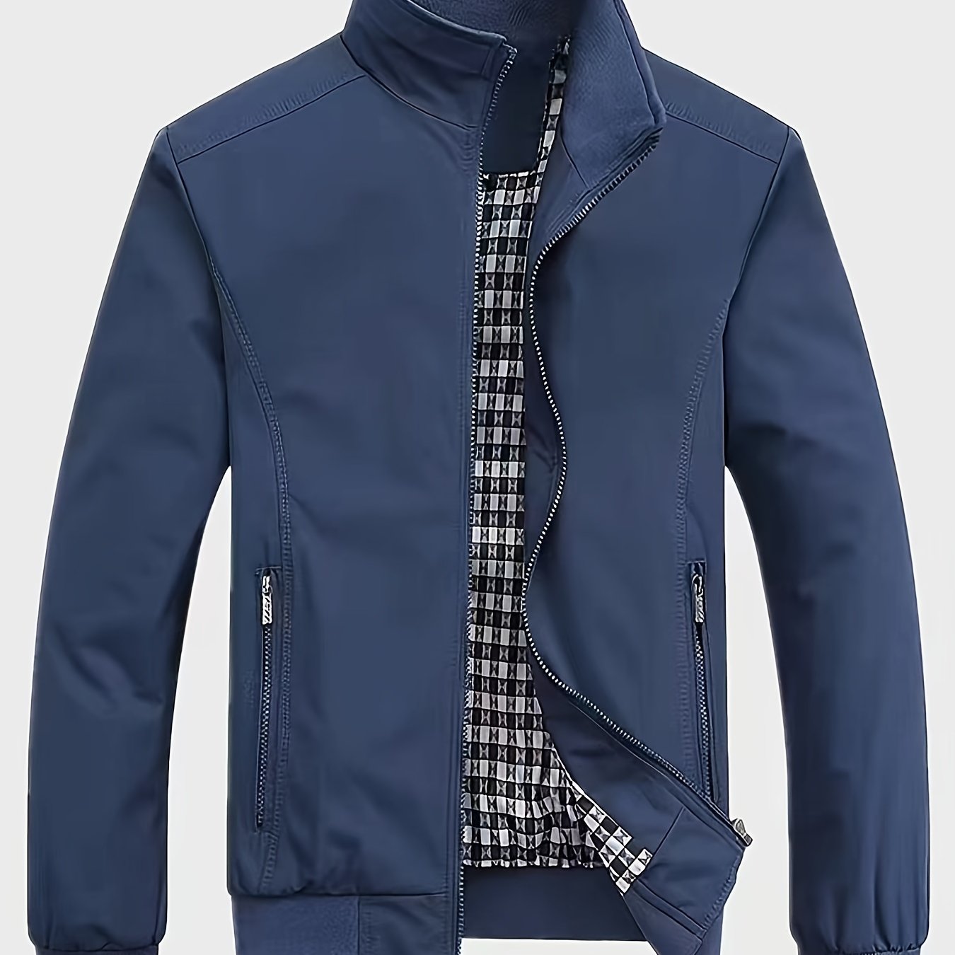 Veste ¨¤ col montant pour homme, veste d¨¦contract¨¦e ¨¤ fermeture ¨¦clair pour printemps et automne