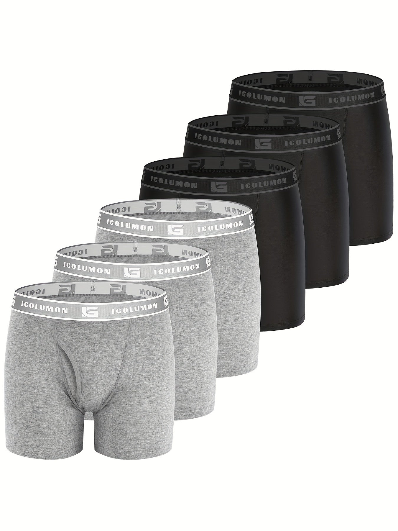 IGOLUMON Sous-v¨ºtements pour hommes Boxer Briefs Doux et confortables en bambou viscose avec braguette, lot de 6