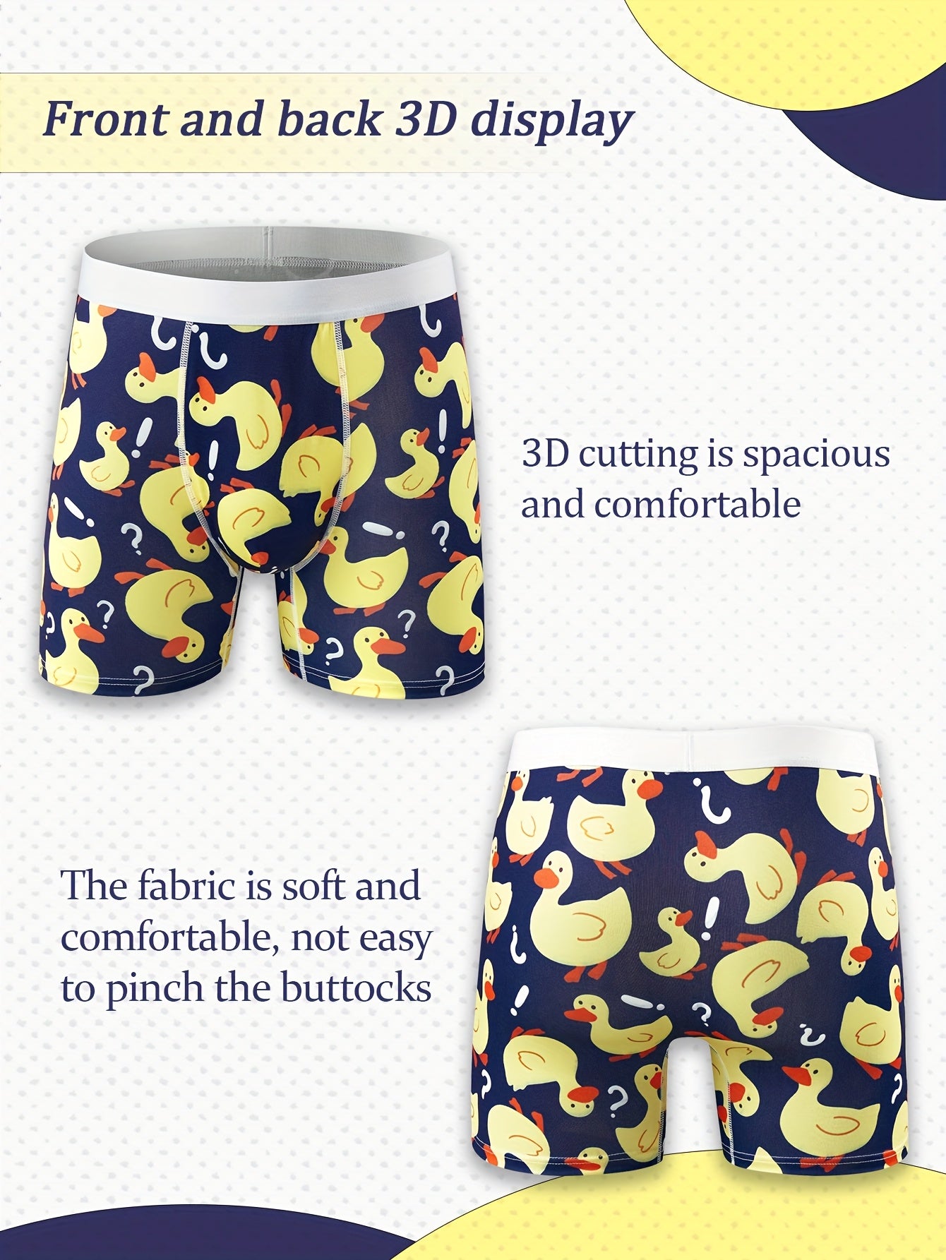 Cale?on d'Homme Canard Joufflu - Fond Bleu avec Dessin de Point d'Interrogation - Sous-V¨ºtement ¨¦lastique pour ¨¦t¨¦, Natation & Plage Amusante, Piscine - Tenue D¨¦tendue|Imprim¨¦ Joufflu|Mat¨¦riau ¨¦lastique