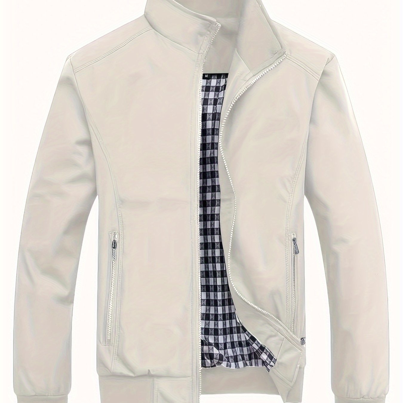 Veste ¨¤ col montant pour homme, veste d¨¦contract¨¦e ¨¤ fermeture ¨¦clair pour printemps et automne