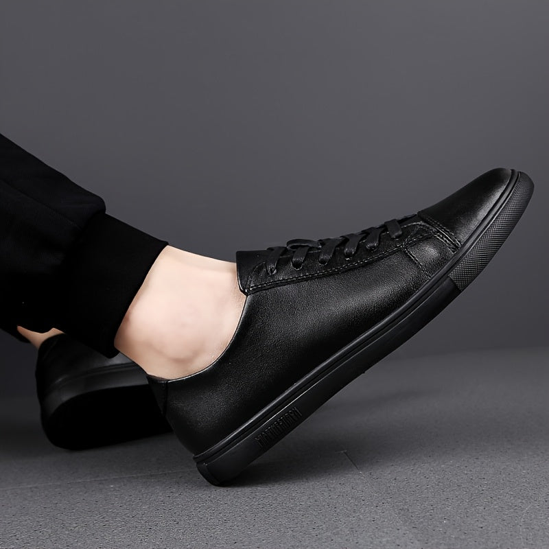 Men's Black and White Genuine Leather Comfortable Breathable Business Casual Flats, 11 Festive Occasions Suitable Product