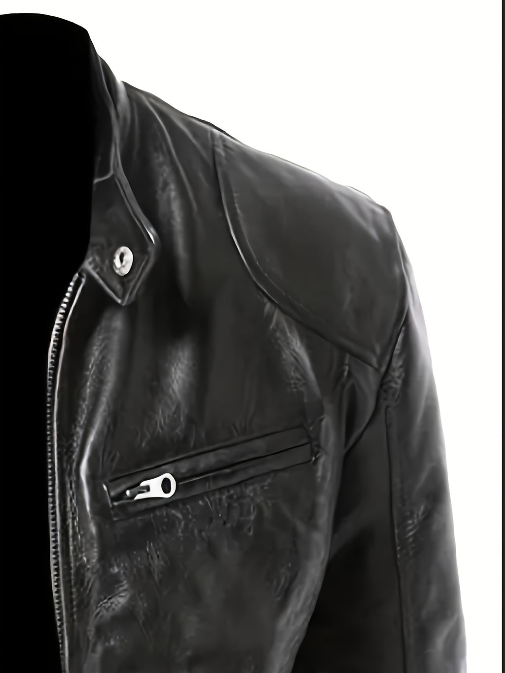 Veste bomber en cuir synth¨¦tique pour hommes - D¨¦contract¨¦e, tendance, veste de moto avec fermeture ¨¦clair et poches, design ¨¤ blocs de couleur marron et noir