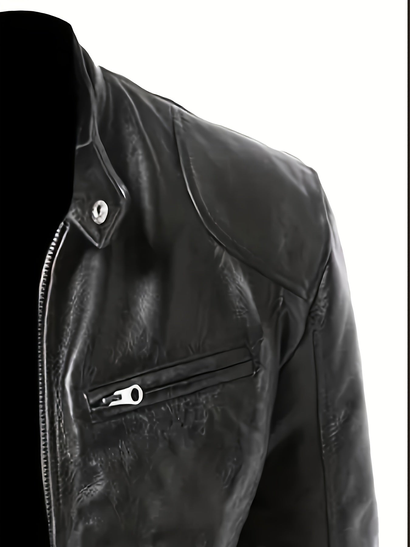 Veste bomber en cuir synth¨¦tique pour hommes - D¨¦contract¨¦e, tendance, veste de moto avec fermeture ¨¦clair et poches, design ¨¤ blocs de couleur marron et noir