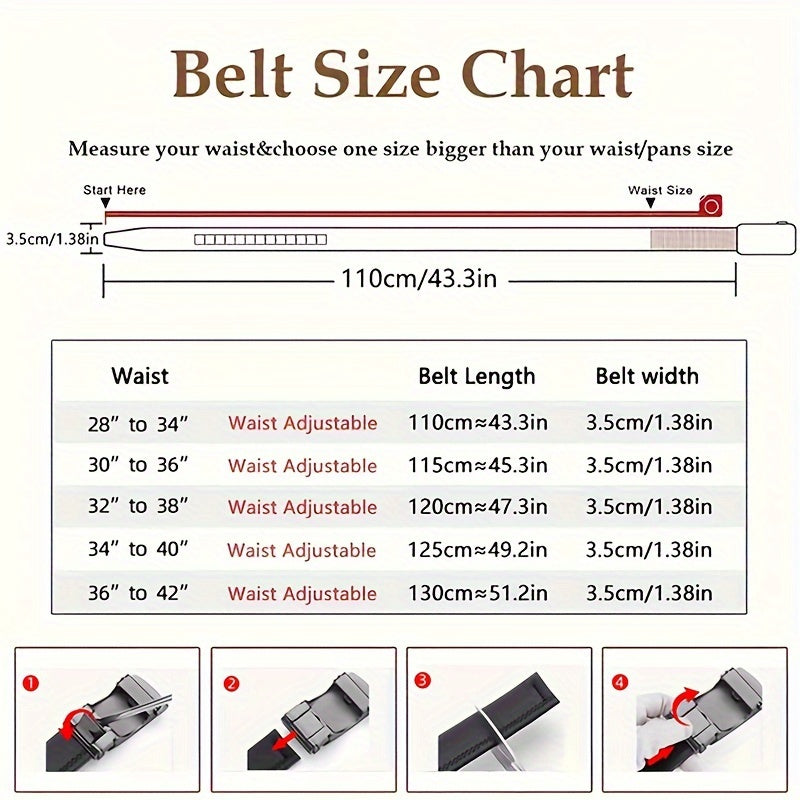 Ceinture en Cuir V¨¦ritable pour Homme Castle Korin - Noire ¨¦l¨¦gante avec Texture en Fibre de Carbone, Largeur Ajustable de 35mm, Boucle Automatique en Alliage pour Affaires ou Tenue D¨¦contract¨¦e