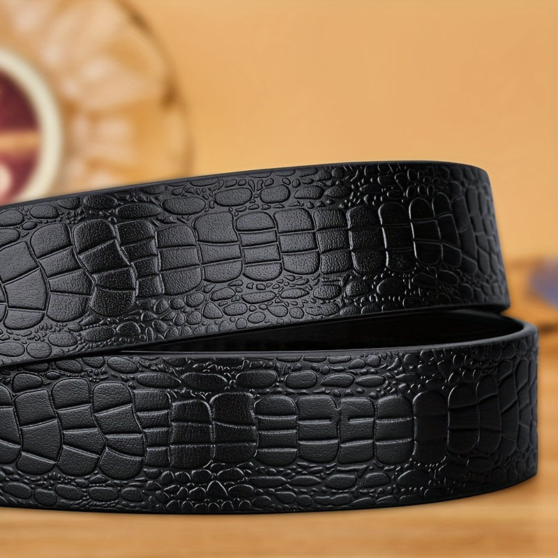 Ceinture en Cuir V¨¦ritable pour Homme WilliamPOLO avec Boucle Automatique, Ceinture Noire Ajustable pour Tenue D¨¦contract¨¦e d'Affaires