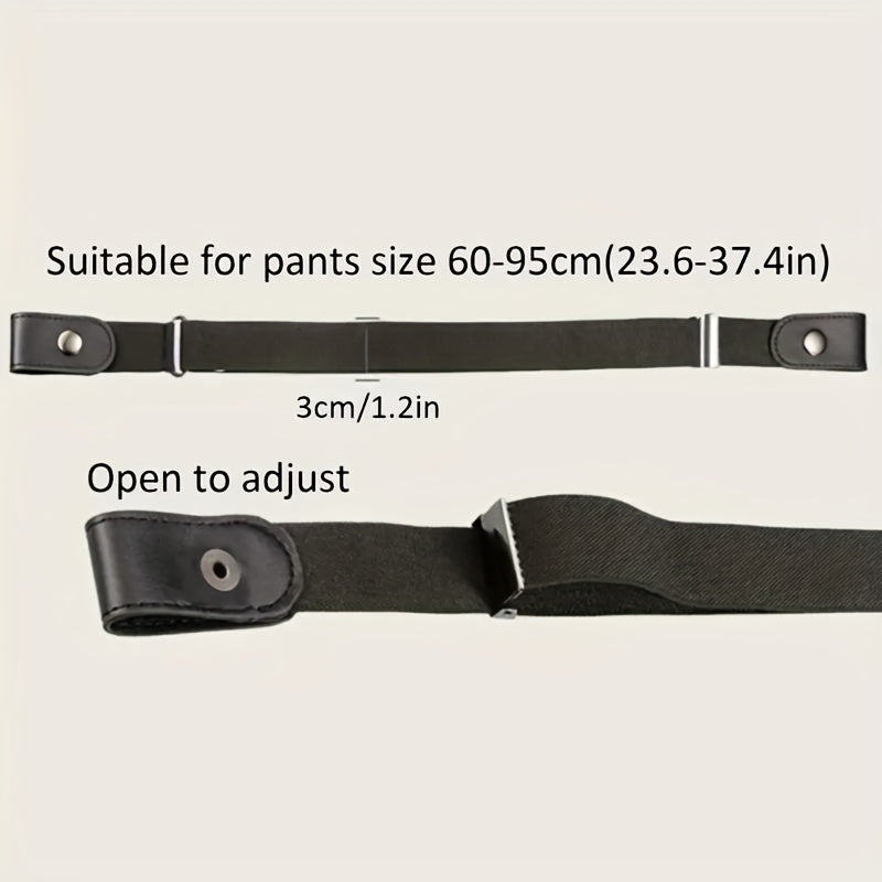 2pcs Ceinture en cuir PU ¨¦lastique pour hommes sans boucle - Ceinture invisible, r¨¦glable et confortable en PU pour jeans et pantalons avec fermoir rond