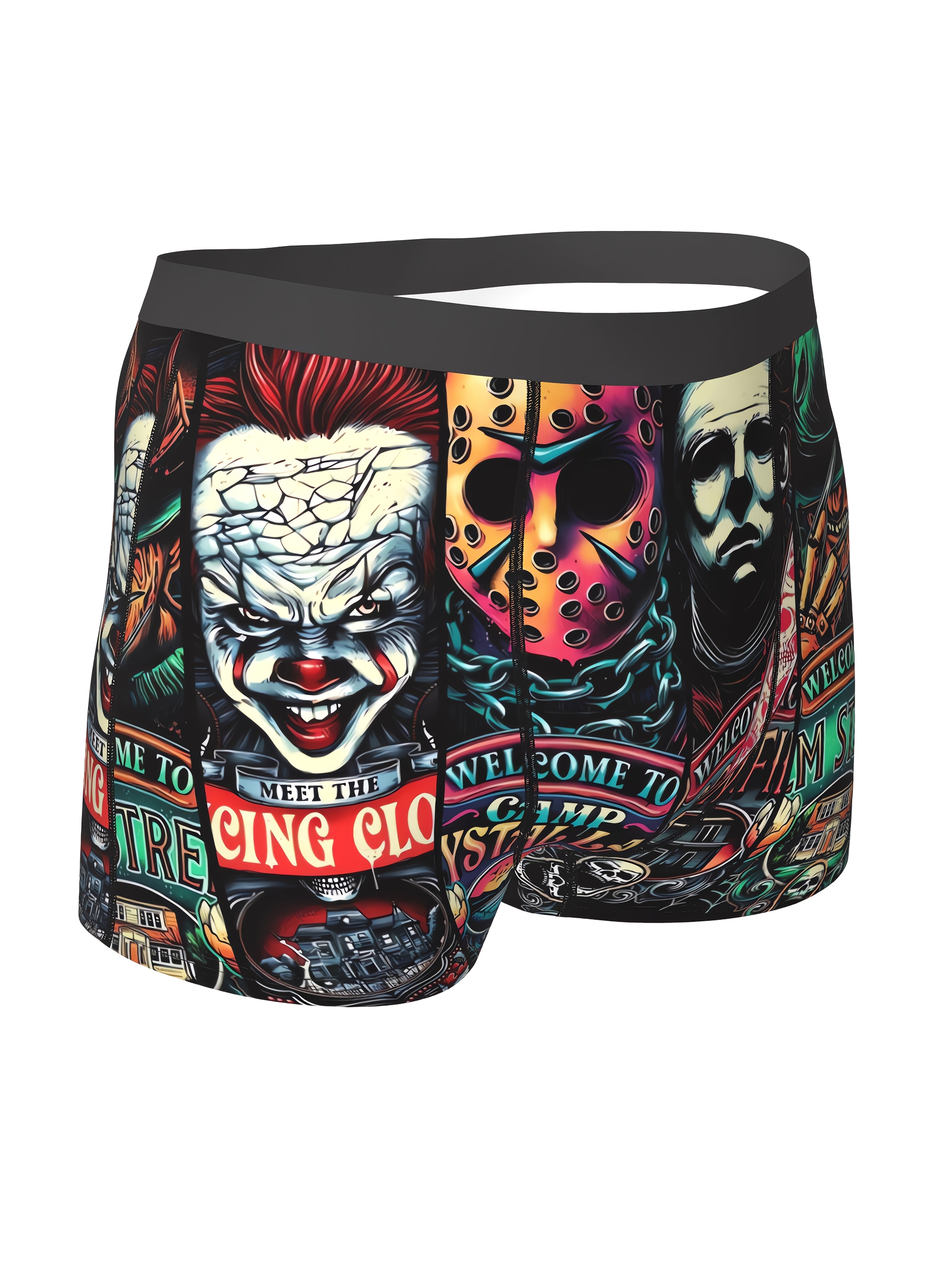 Cale?on Boxer Homme ¨¤ l'Effigie de Personnages de Films d'Horreur (Jason, Freddy, Michael Myers) - Sous-v¨ºtements Respirants ¨¦lastiques - Lavable en Machine, Short de Bain Fantaisie pour Sport et D¨¦contract¨¦ | Design Ludique | Coupe Confortable