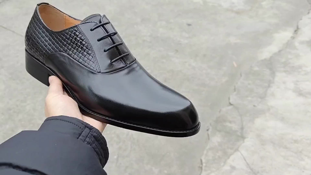 Men's Premium Leather Oxford Shoes - Versatile for Business & Casual Wear, Lace-Up with Rubber Sole, Perfect for Weddings & Parties