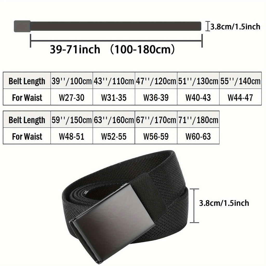 Ceinture en Nylon Extensible Confort pour Hommes Grande Taille - Noire, R¨¦glable jusqu'¨¤ 75 Pouces pour les Grands et Forts