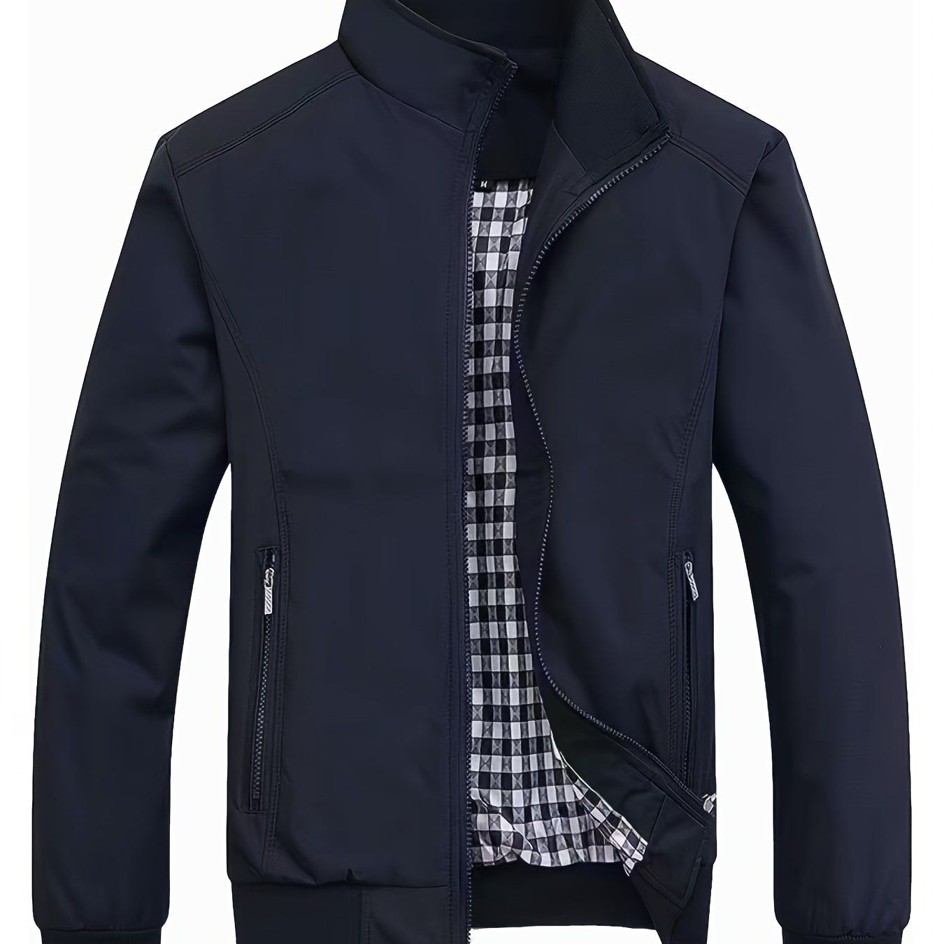 Veste ¨¤ col montant pour homme, veste d¨¦contract¨¦e ¨¤ fermeture ¨¦clair pour printemps et automne