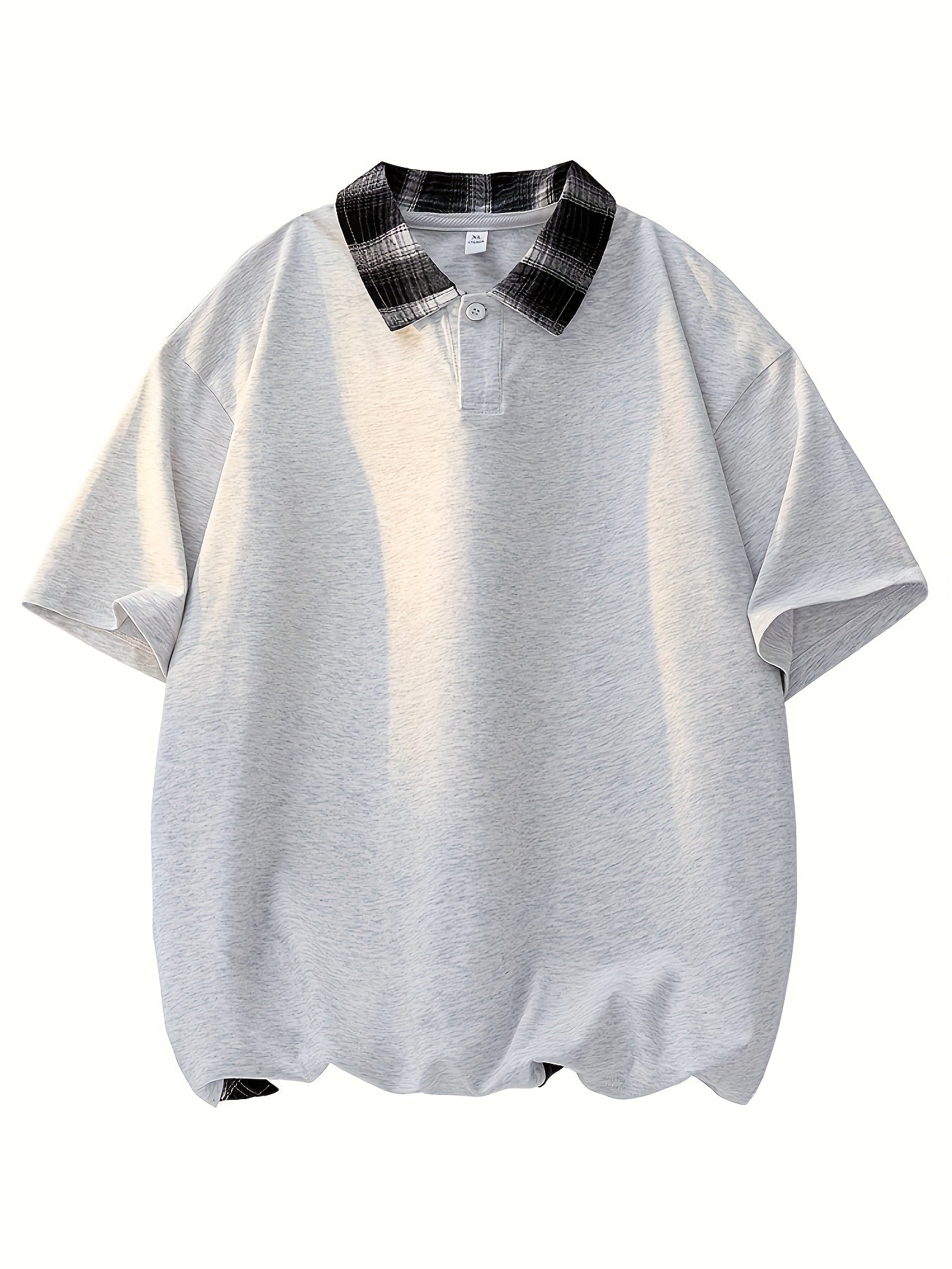 Men'S Casual Color Block Polo Shirt - Short Sleeve, Breathable Polyester, Summer Essential with Yellow and White Check Collar, Relaxed Fit for Weekend Attire, Casual Summer Shirt | Check Pattern Shirt | Polyester Fabric