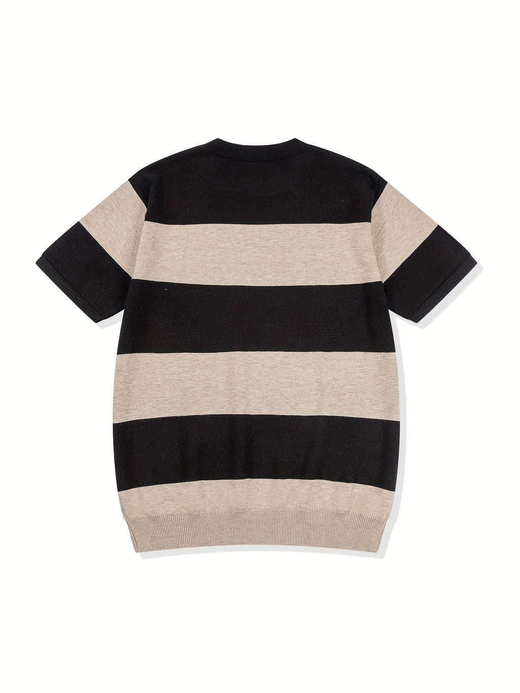 Men'S Premium Striped Color-Blocked Lightweight Knitted Short-Sleeve Shirt 490