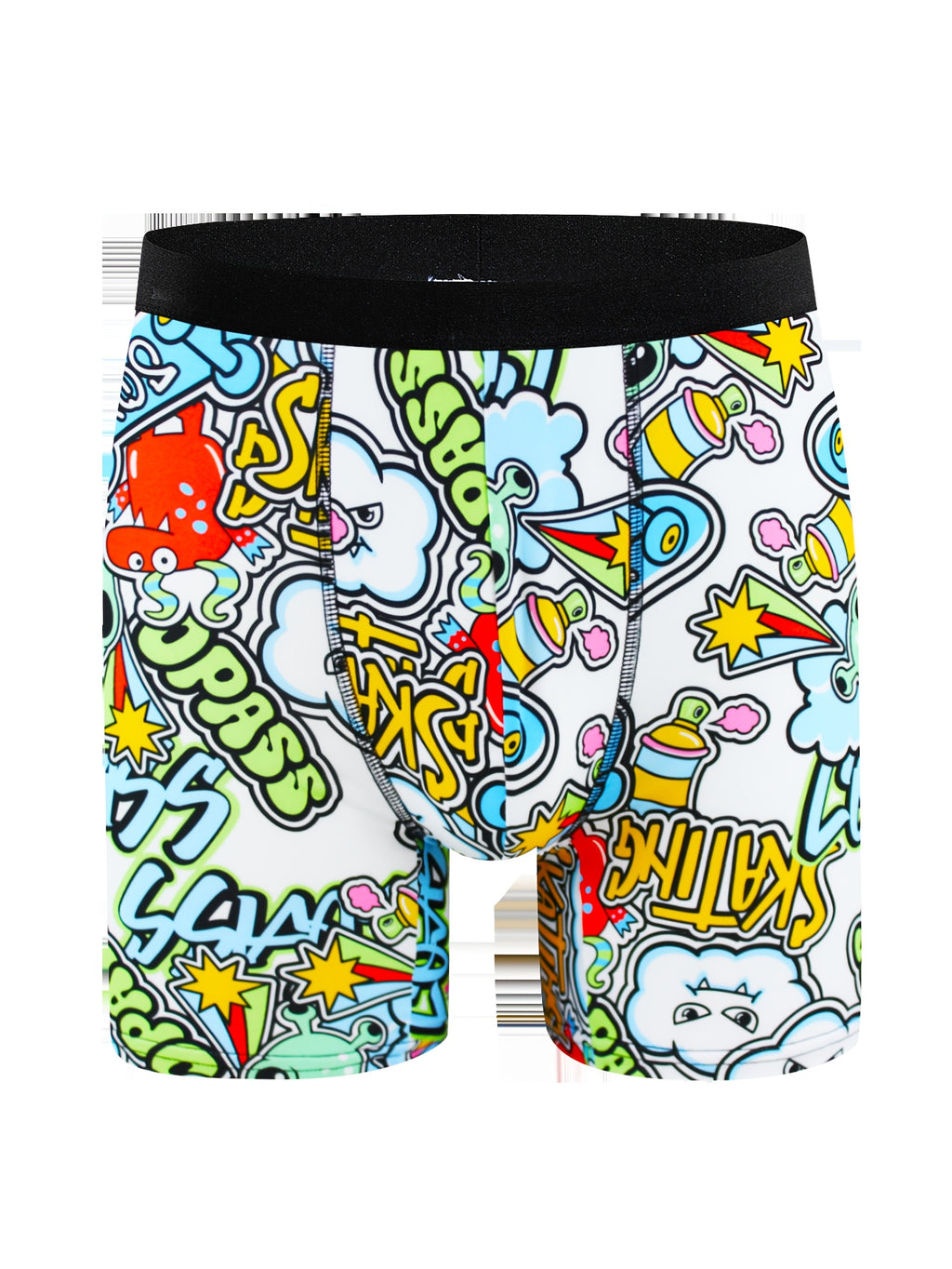 10pcs Boxers Longs pour Hommes ¨¤ Imprim¨¦ Graffiti - Respirants, M¨¦lange de Polyester Extensible, Sous-v¨ºtements Non-Transparents