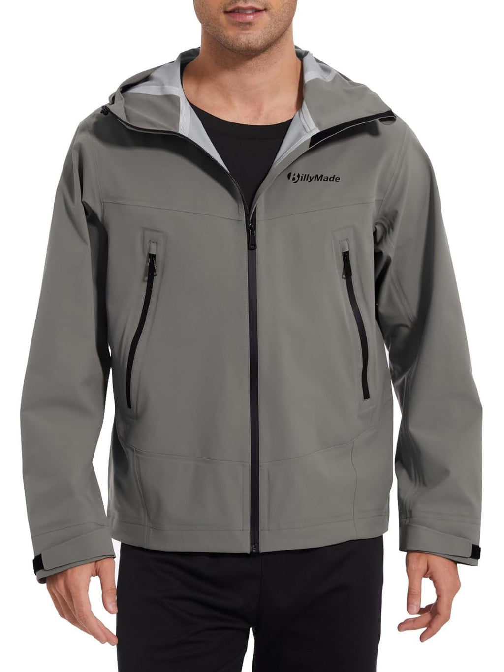 Veste Coupe-Vent L¨¦g¨¨re pour Hommes avec Capuche, Poignets Ajustables, Texture Douce et ¨¦l¨¦gante, Veste de Sport Casual ¨¤ Col Montant, Fermeture ¨¦clair Bleu Marine, Poches Id¨¦ale pour la Course & Randonn¨¦e au Printemps\u002FAutomne