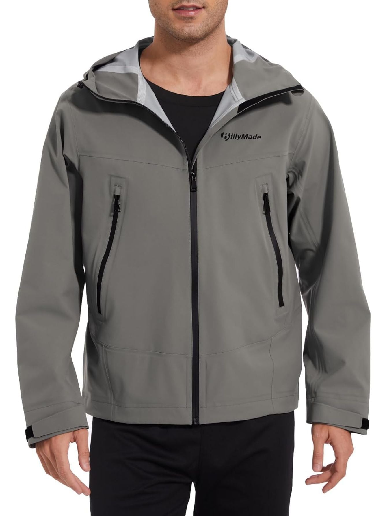 Veste Coupe-Vent L¨¦g¨¨re pour Hommes avec Capuche, Poignets Ajustables, Texture Douce et ¨¦l¨¦gante, Veste de Sport Casual ¨¤ Col Montant, Fermeture ¨¦clair Bleu Marine, Poches Id¨¦ale pour la Course & Randonn¨¦e au Printemps\u002FAutomne