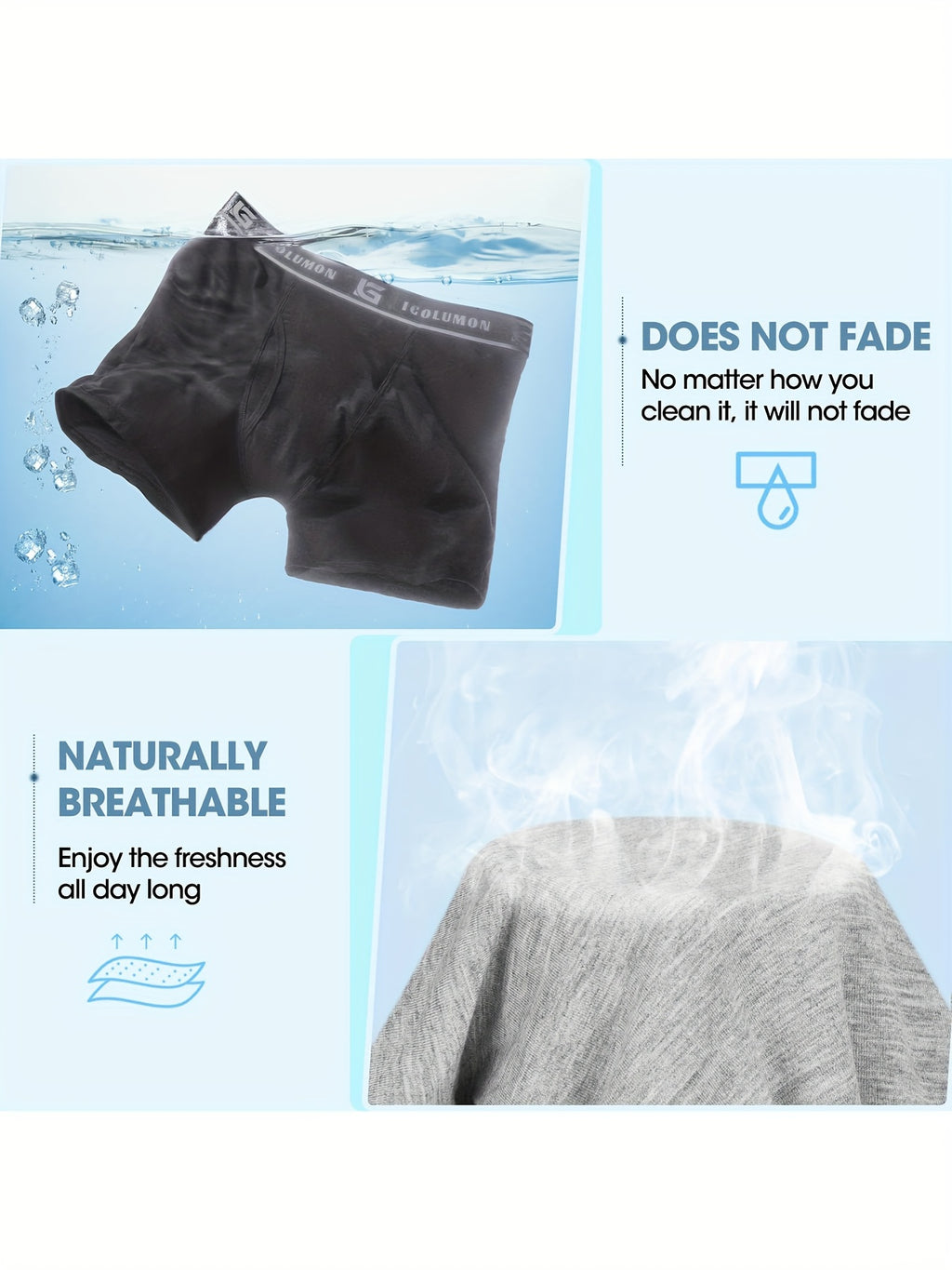 IGOLUMON Sous-v¨ºtements pour hommes Boxer Briefs Doux et confortables en bambou viscose avec braguette, lot de 6