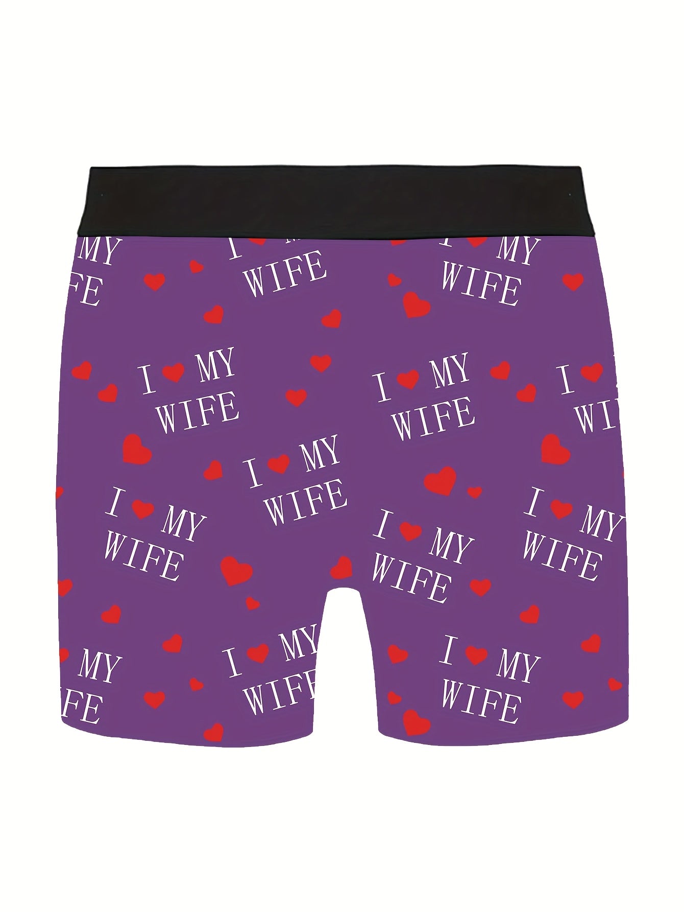 Shorts de nouveaut¨¦ pour hommes avec imprim¨¦s de lettres\u002Fc?urs, boxers longs pour v¨ºtements d¨¦contract¨¦s sportifs.