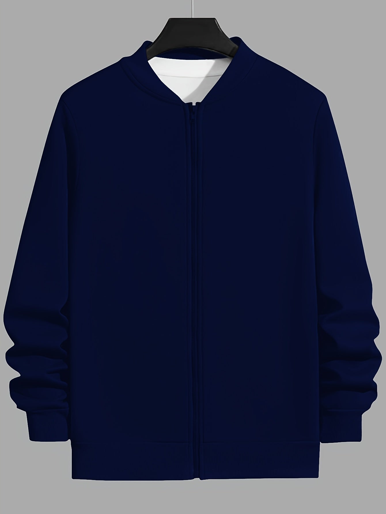 Veste Casual Homme Unie ¨¤ Zip, Col Baseball Chic pour Automne Hiver, Taille Grande