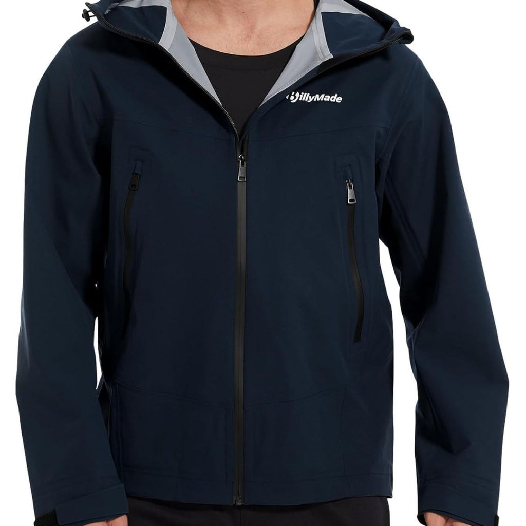 Veste Coupe-Vent L¨¦g¨¨re pour Hommes avec Capuche, Poignets Ajustables, Texture Douce et ¨¦l¨¦gante, Veste de Sport Casual ¨¤ Col Montant, Fermeture ¨¦clair Bleu Marine, Poches Id¨¦ale pour la Course & Randonn¨¦e au Printemps\u002FAutomne
