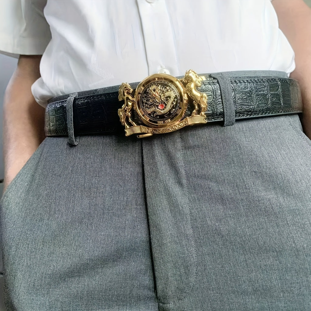 Ceinture En Cuir V¨¦ritable de Vachette, Ceinture ¨¤ Boucle Automatique En Alliage Pour Hommes, Coffret Cadeau