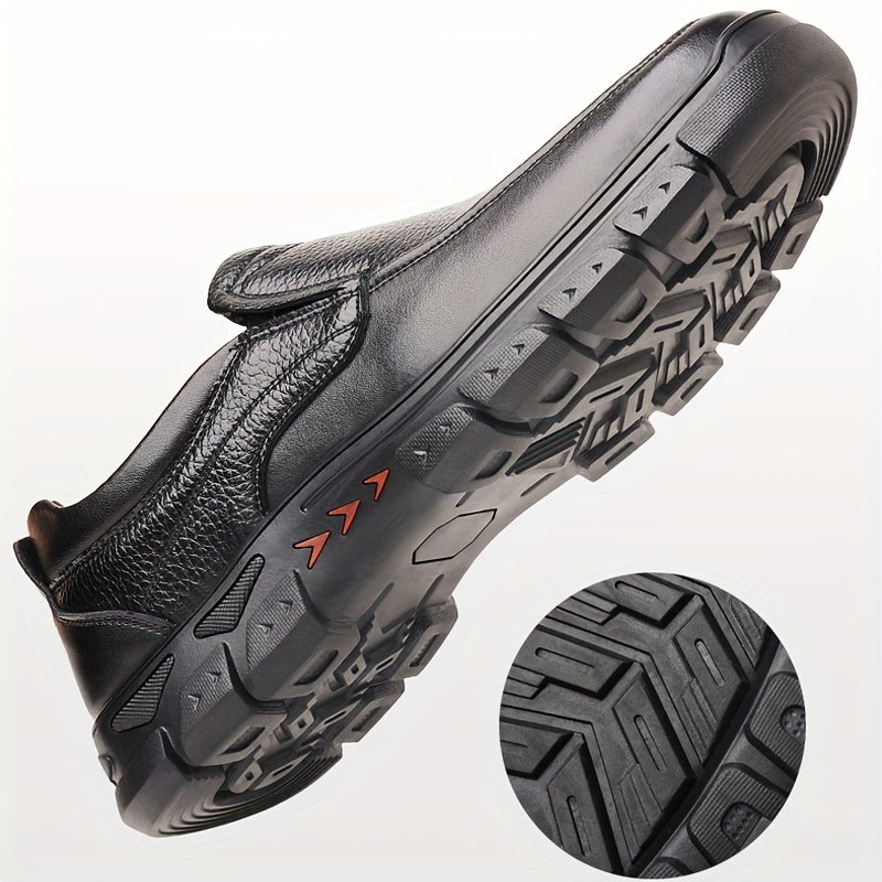Genuine Leather Shoes Men's 2024 Spring Autumn New Casual Slip-on Genuine Leather Soft Sole Men's Casual Shoes Anti-slip Durable Work Shoes Trendy All-Season Dad Shoes