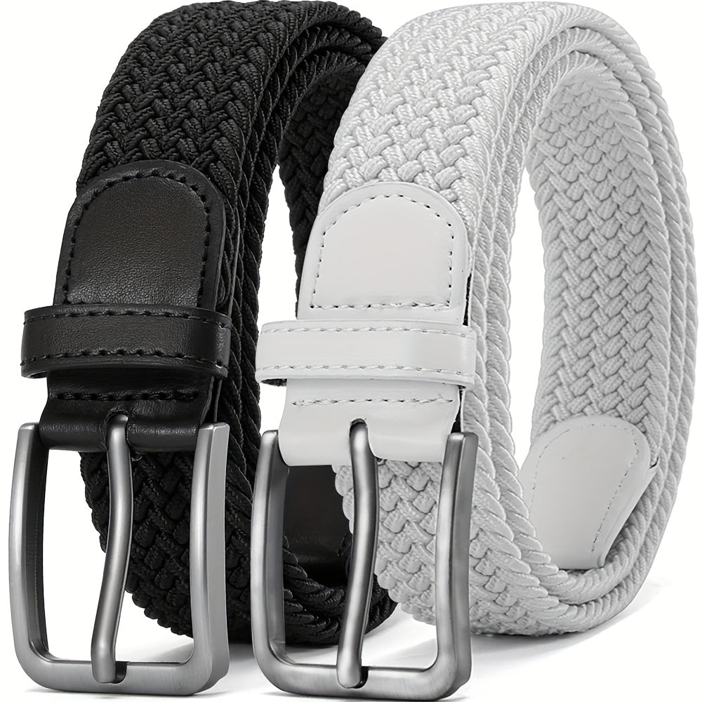 Ceinture Tress¨¦e ¨¦lastique pour Hommes 2pcs ¨C Ceinture en Tissu D¨¦contract¨¦, 1 3\u002F8\